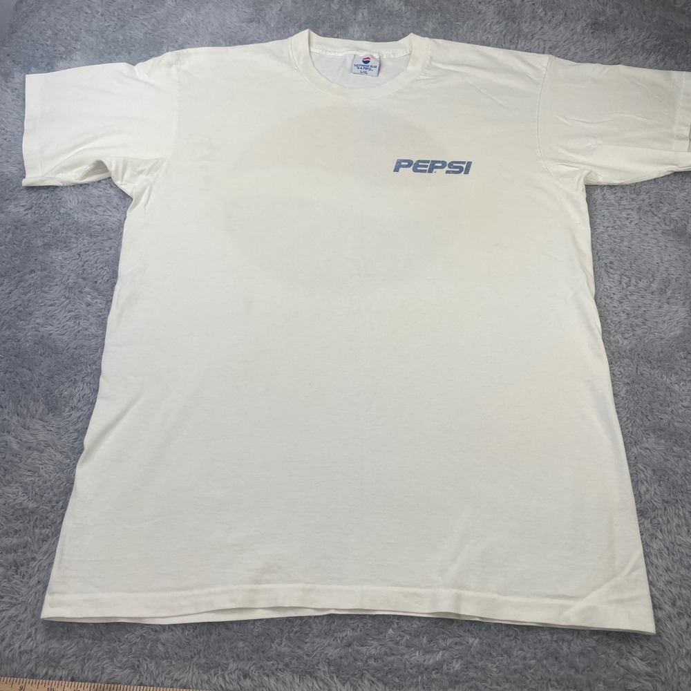 Pepsi T-Shirt Mens L/XL White Vintage Graphic Single Stitch USA 90's Y2K